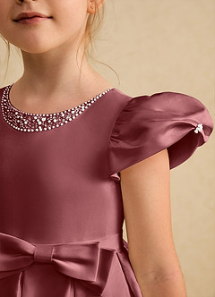 Azazie Pearl Robe Demoiselle D'honneur Fillette Robe Princesse en Mat Satiné Plissée Améthyste image6