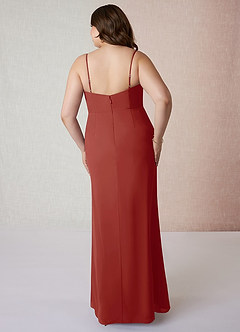 Azazie Tayla Final Sale Terracotta Sheath Chiffon Dress image7