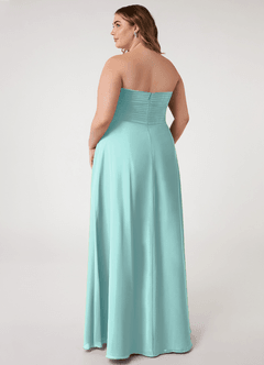 Azazie Arabella Allure Bridesmaid Dresses Aqua A-Line Sweetheart Neckline Chiffon Convertible Dress image17