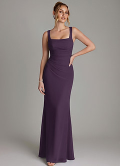 Azazie Agustina Brautjungfernkleider Meerjungfrau-Linie Korsett Chiffon Kleid Pflaume image1