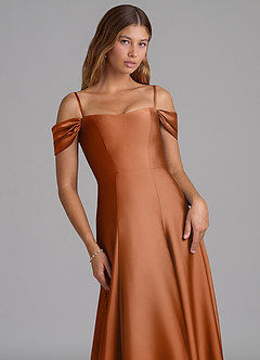 Azazie Seriana Suknie dla druhen Linia A Zza ramienia Satyna elastyczna Do ziemi Sukienka image2