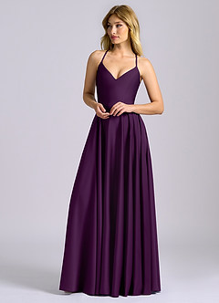 Azazie Truce Brautjungfernkleider A-Linie Stretch-Satin Kleid Traube image4