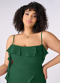 Barbie ♥ Azazie Bridesmaid Dresses Dark Green Sheath Bow Chiffon Dress image10