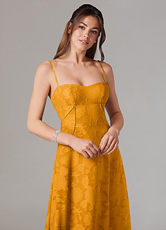 Azazie Valentine Vestidos de madrinha de casamento Vestir Caramelo de Esgotamento Floral de Linha A com Decote em coração image2