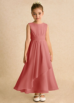 Azazie Edelweiss Flower Girl Dresses Antique Rose A-Line Pleated Chiffon Dress image4