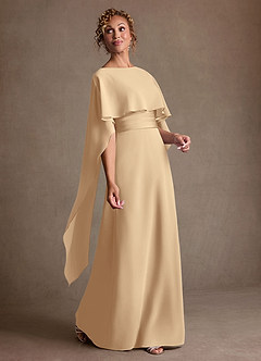 Azazie Marilla Mother of the Bride Dresses Champagne A-Line Pleated Chiffon Dress image2