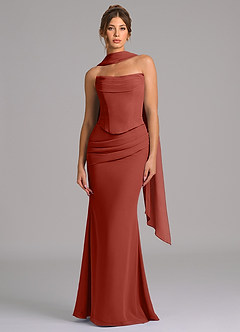 Azazie Sorrel Bridesmaid Dresses Terracotta Mermaid Corset Chiffon Dress image4