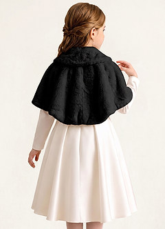 front Flower Girl Faux Fur Collared Cape
