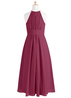 Azazie Bonnie Junior Mulberry A-Line Pleated Chiffon Dress image6