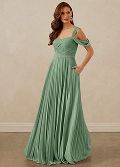 Christian Siriano Bridal for Azazie 1013 Brautjungfernkleider A-Linie Schulterfrei Chiffon Kleid Matcha image1