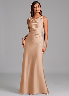 Azazie Nerine Brudtärnklänningar Klä av A-Linje i Stretch Satin Plisserad Engelsk Ros image3