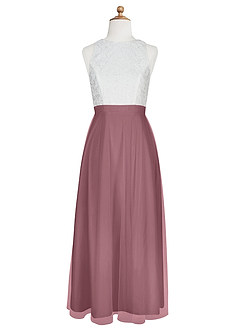 Azazie Albertine Junior Amethyst A-Line Lace Chiffon Dress image7