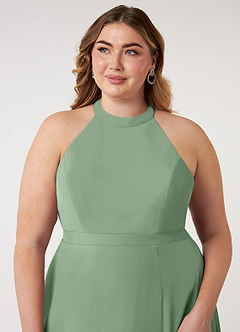 Azazie Clarice Bridesmaid Dresses Matcha A-Line Halter Chiffon Dress image13