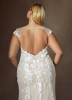 Azazie Salina Vestidos de novia Vestido de Blanco Diamante Champán de Tul de Corte Sirena con Corazón Lentejuelas image14