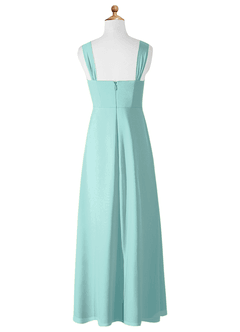 Azazie Denice Junior Aqua A-Line Chiffon Dress image9