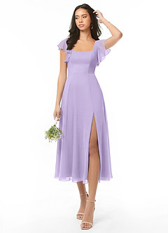 Azazie Bondi Bridesmaid Dresses Lilac A-Line Ruched Chiffon Dress image1
