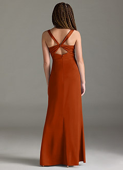 Azazie Mero Junior Burnt Orange Mermaid Pleated Stretch Satin Dress image5