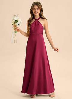 Azazie Beah Junior Klä av A-Line i Stretch Satin Plisserad image3