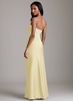 Azazie Saylor Vestidos de damas de honor Vestido de Sorbete De Limón de Satén Elástico de Corte Sirena con Sin tirantes image5