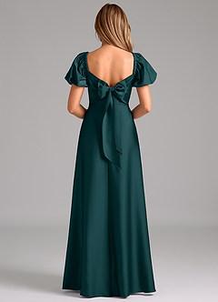 Azazie Fatima Vestidos de damas de honor Vestido de Pino de Satén Elástico de Corte en A con Plisado image6