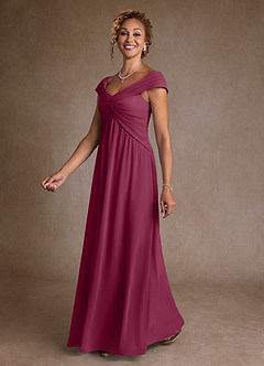 Azazie Myrtle Mother of the Bride Dresses Mulberry A-Line Pleated Chiffon Dress image4