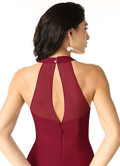 Azazie Danica Bridesmaid Dresses Burgundy A-Line Pleated Chiffon Dress image5