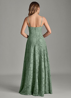 Azazie Amani Bridesmaid Dresses Matcha A-Line Pleated Floral Burnout Dress image6