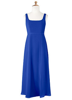 Azazie Renee Junior Robe Trapèze en Mousseline de soie Fente Latérale Bleu Roi image5