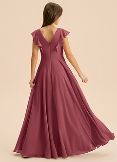 Azazie Anysa Junior Robe Trapèze en Mousseline de soie Rayé Merlot image2