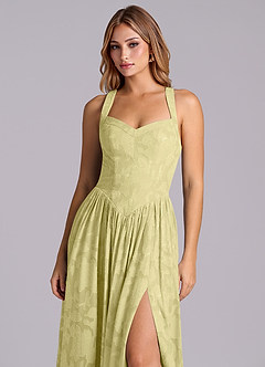 Azazie Francis Bridesmaid Dresses Lemon Sorbet A-Line Corset Floral Burnout Dress image7