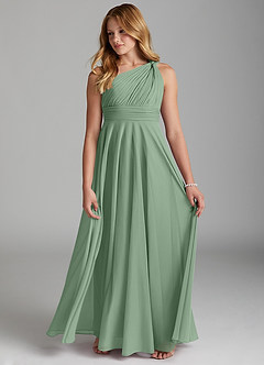 Azazie Charlize Junior Abito A-Line in Maglia Matcha image4