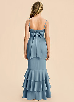 Azazie Fay Junior Dusty Blue Mermaid Ruched Stretch Satin Dress image5