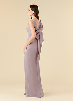Azazie Ellen Mother of the Bride Dresses Vintage Mauve Sheath Side Slit Stretch Crepe Dress image4