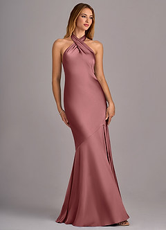 Azazie Lorena Bridesmaid Dresses Amethyst Mermaid Pleated Stretch Satin Dress image3