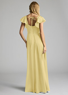 Azazie Bondi Robes de demoiselle d'honneur Robe Trapèze en Satin extensible Arc Sorbet Citron image4