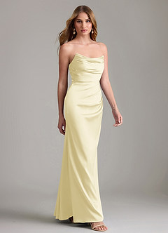 Azazie Lucille Bridesmaid Dresses Lemon Sorbet Mermaid Strapless Stretch Satin Convertible Dress image4