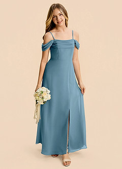 Azazie Lilly Junior Bermuda A-Line Pleated Chiffon Dress image7