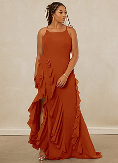 Christian Siriano Bridal for Azazie 1006 Bridesmaid Dresses Paprika Mermaid Ruched Chiffon Dress image10