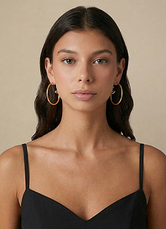 front Pendientes envueltos en línea bañados en oro de 18 quilates