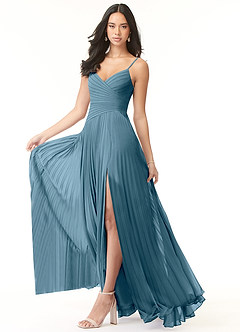 Azazie Vini Bridesmaid Dresses Bermuda A-Line V-Neck Pleated Chiffon Dress image3