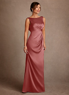 Azazie Baltimore Mère de la mariée Robes Robe Trapèze en Satin extensible Plissée Antique Rose image4