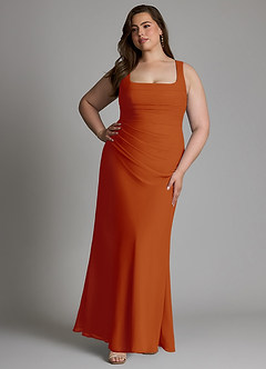Azazie Agustina 신부 들러리 드레스 인어 코르셋 쉬폰 바닥 길이 드레스 image10