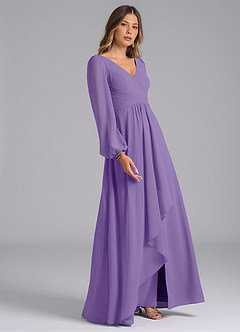 Azazie Omari Bridesmaid Dresses Tahiti A-Line Long Sleeve Chiffon Dress image5