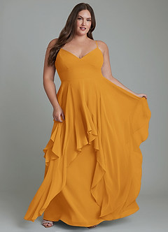 Azazie Zaina Bridesmaid Dresses Butterscotch A-Line Chiffon Dress image9