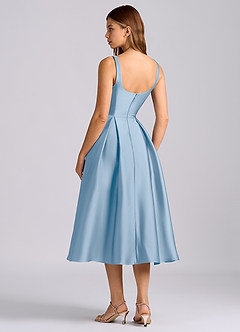Azazie Amalie Bridesmaid Dresses Powder Blue A-Line Pleated Stretch Satin Dress image5
