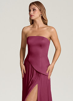 Azazie Tierney Brautjungfernkleider Wandelbar A-Linie Schulterfrei Chiffon Kleid Maulbeerrot image2