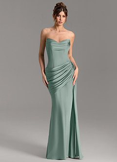 Azazie Zorah At-home Try On Dresses Lemon Sorbet Mermaid Corset Stretch Satin Convertible Dress image3
