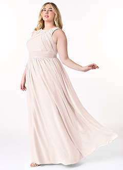 Azazie Harper Bridesmaid Dresses Rose Petal A-Line Pleated Chiffon Dress image8