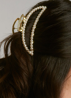 front Grillige parel haar clip