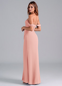 Azazie Asha Bridesmaid Dresses Rosette Sheath Off the Shoulder Chiffon Convertible Dress image2